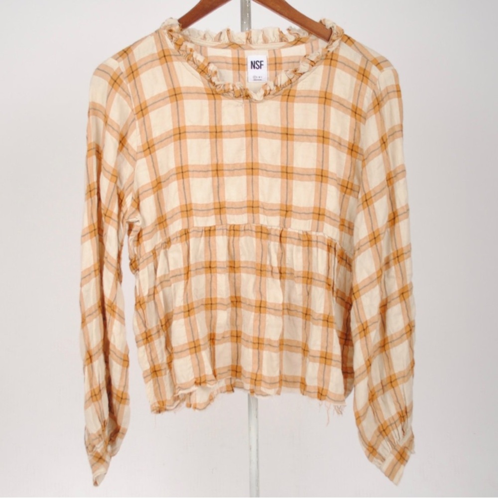 NSF Raven Babydoll Long Sleeve Top Size Medium